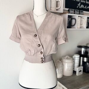 Tan Button Ladies Blouse